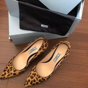 NIB Prada Leopard-Print Calf Hair Pumps size 36